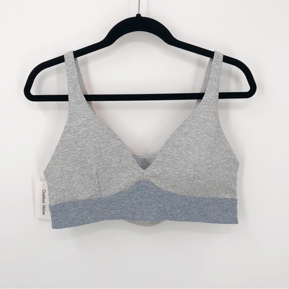 Outdoor Voices XL Plunge Bra Dove Rose Quartz Lake
